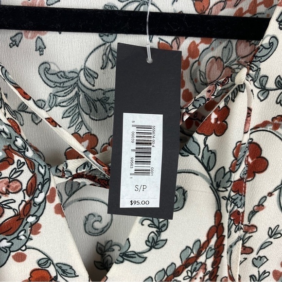 BANANA Republic Boho Paisley Balloon Long Sleeve Lace Up Top Small NWT - Picture 6 of 11